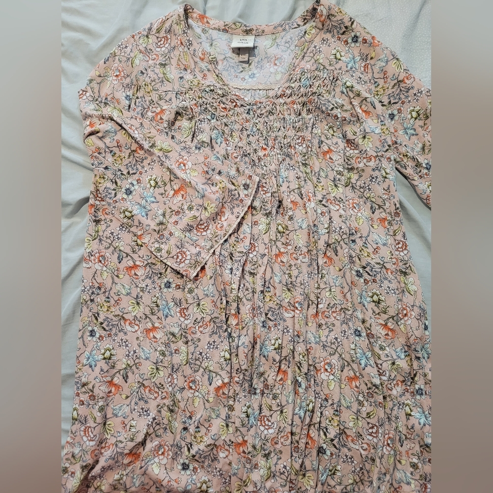 Knox Rose Womens Top Boho Blouse Floral Embroidered Pink